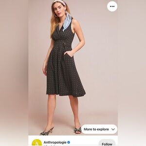 Anthropologie Sleeveless Eyelet Midi Shirt Dress with belt Size 8